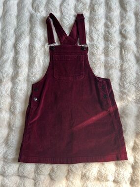 American Eagle Outfitters Wine Corduroy Overall Dress